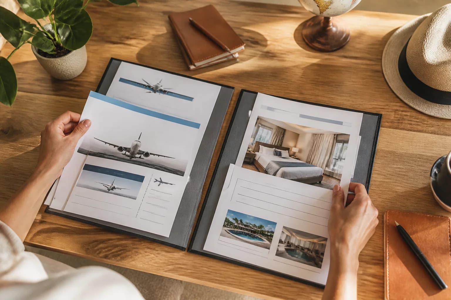 Paket tur sözleşmesi ile uçuş ve otel belgeleri