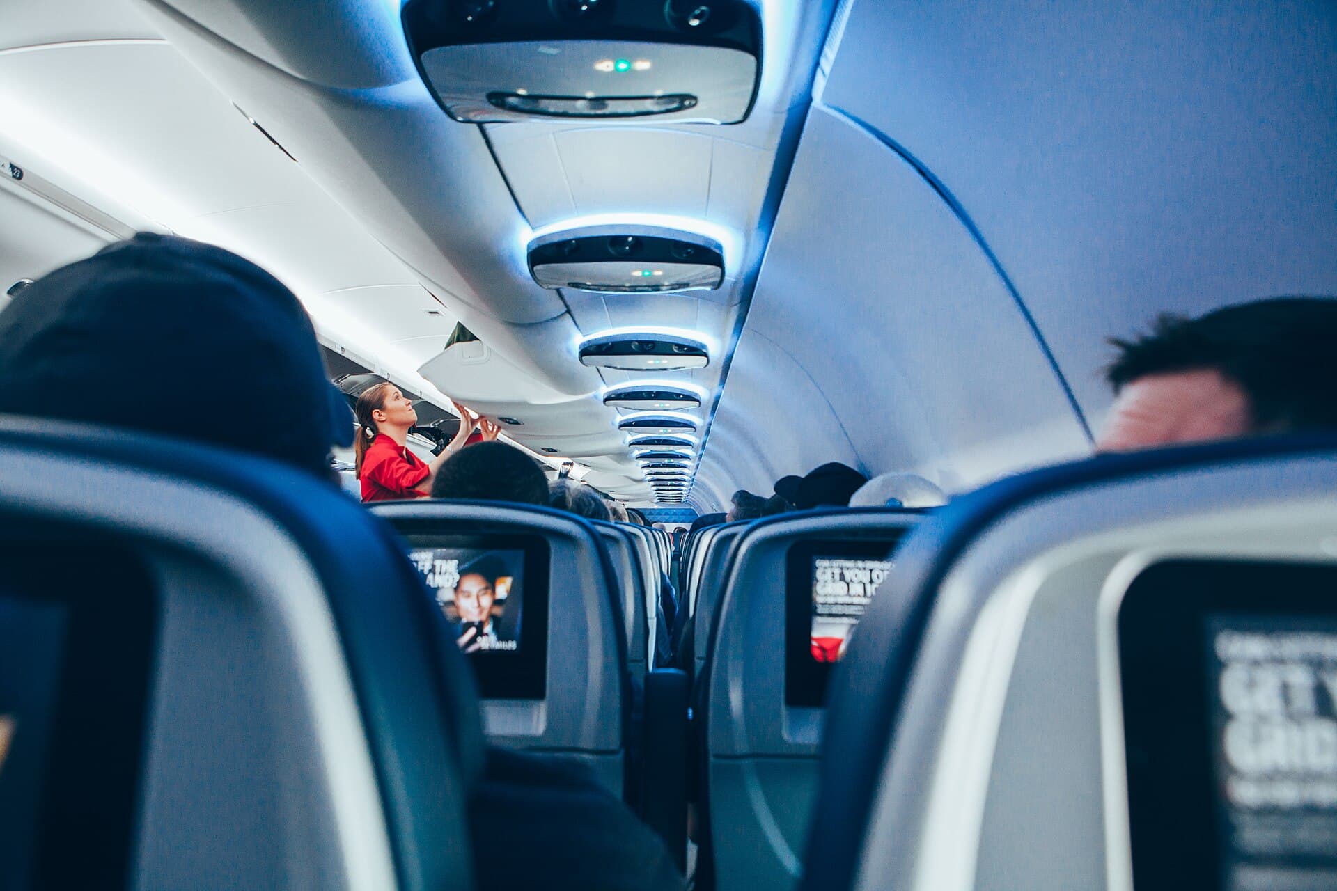Passenger resting on a long flight