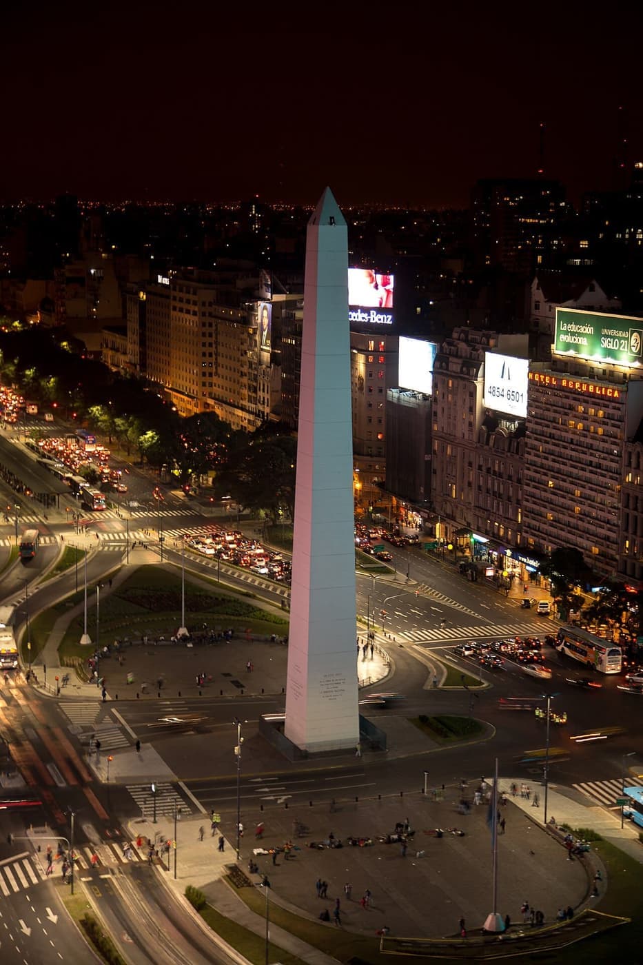 Obelisco and wide city street in Buenos Aires