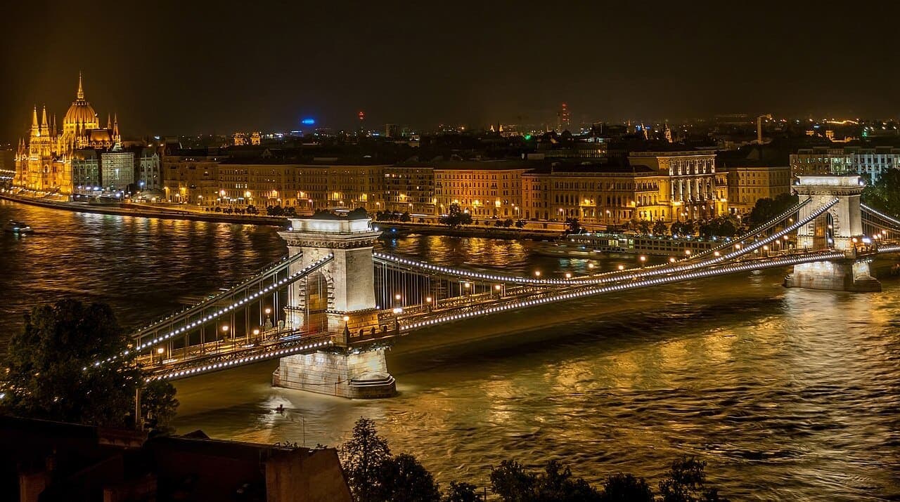 The Chain Bridge and the Danube in Budapest
