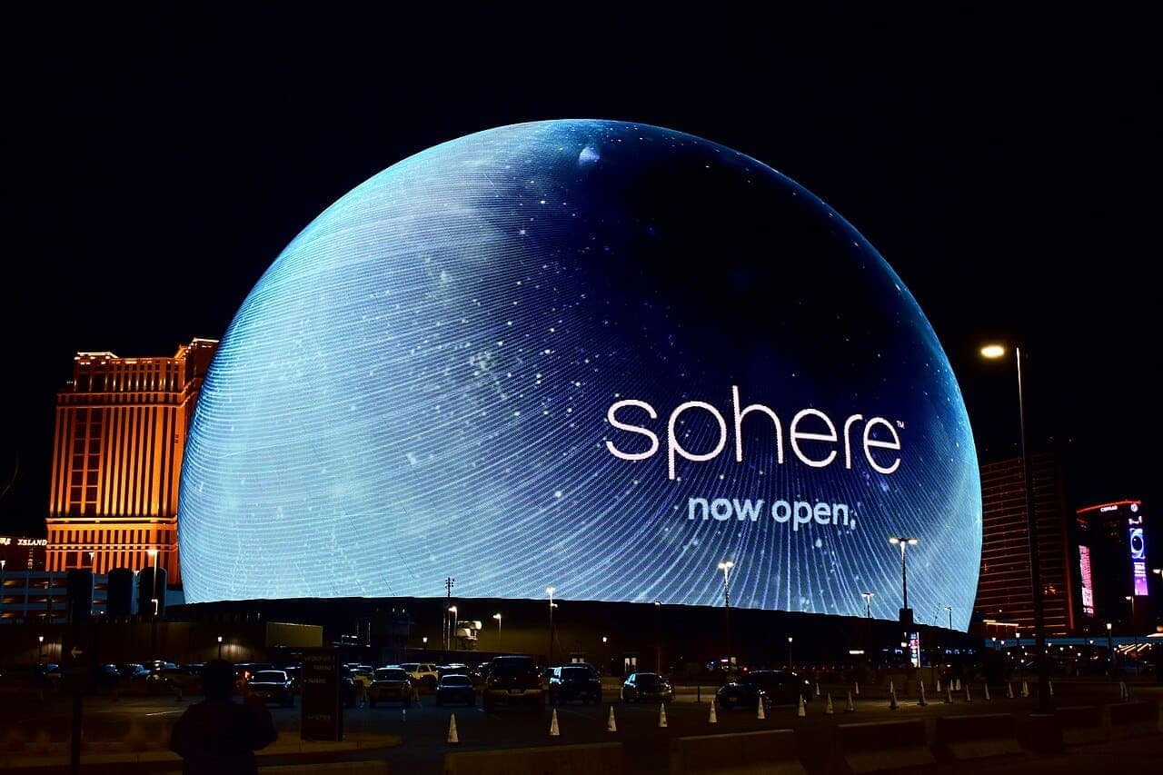 LED-covered spherical showroom in Las Vegas