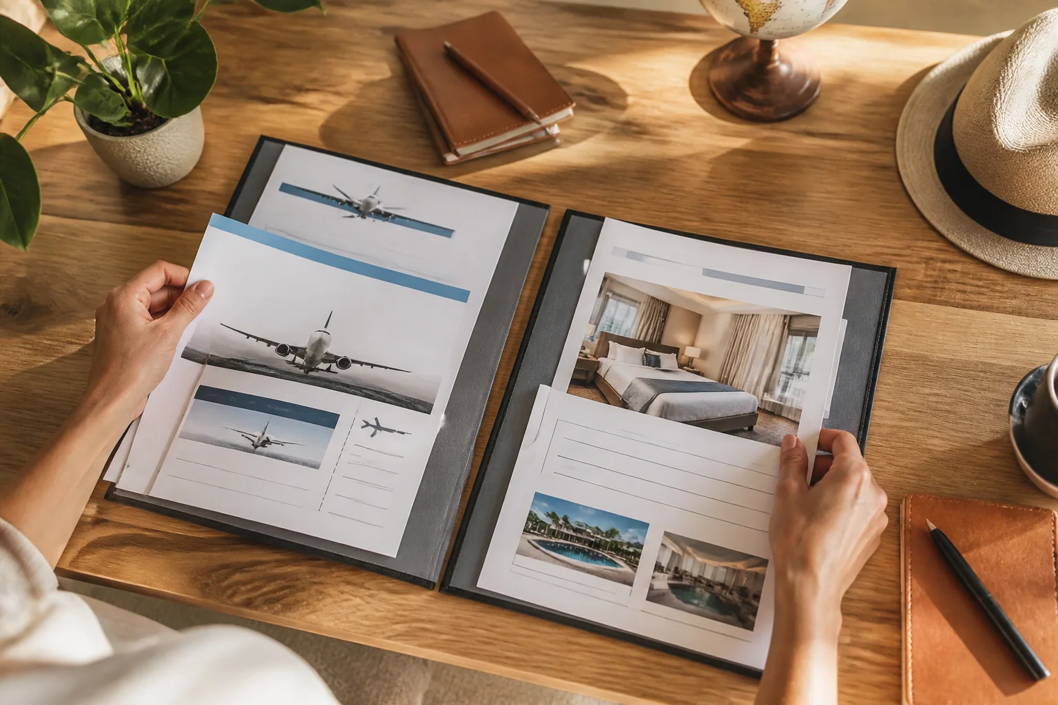 Paket tur sözleşmesi ile uçuş ve otel belgeleri