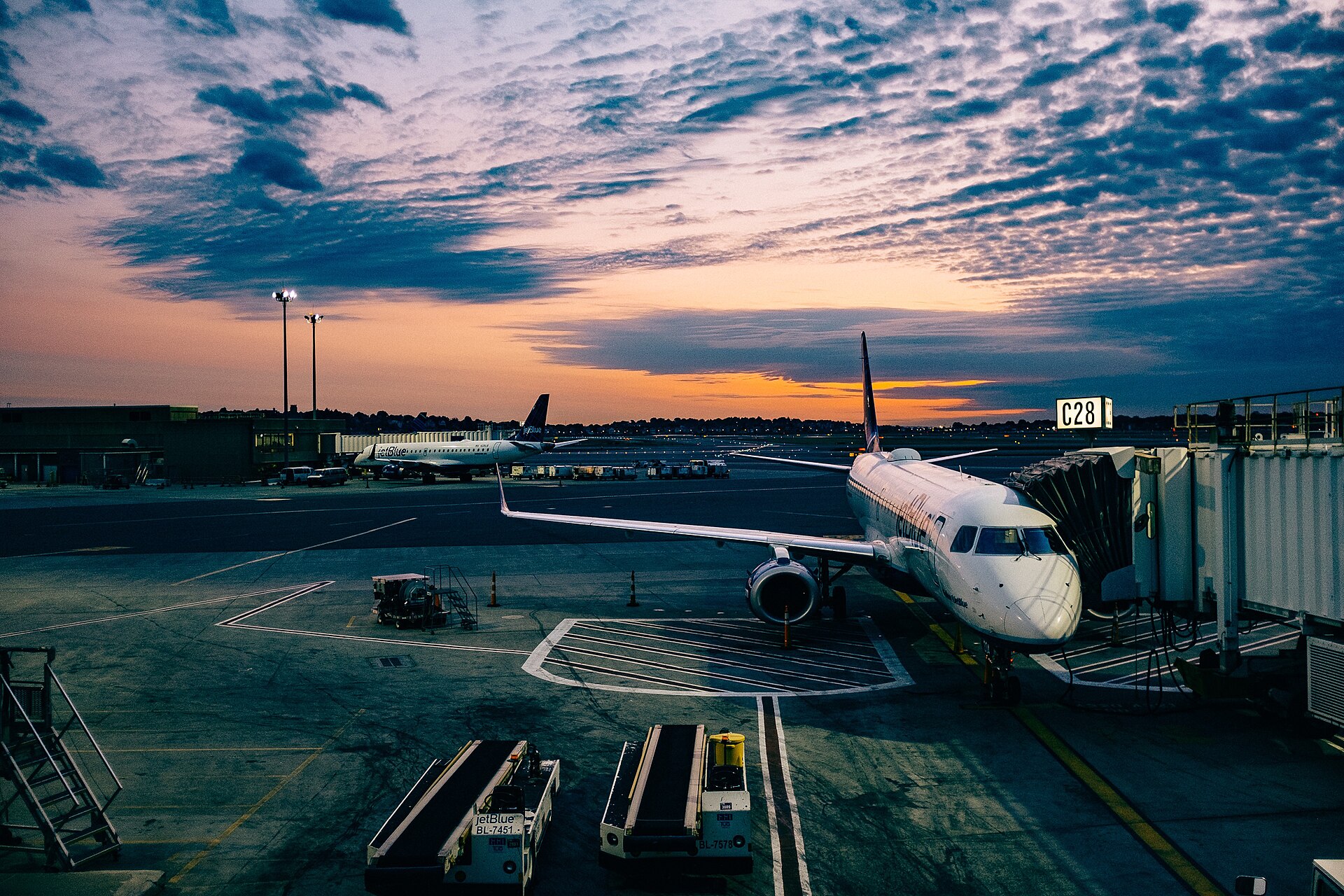 Airport terminal in the evening