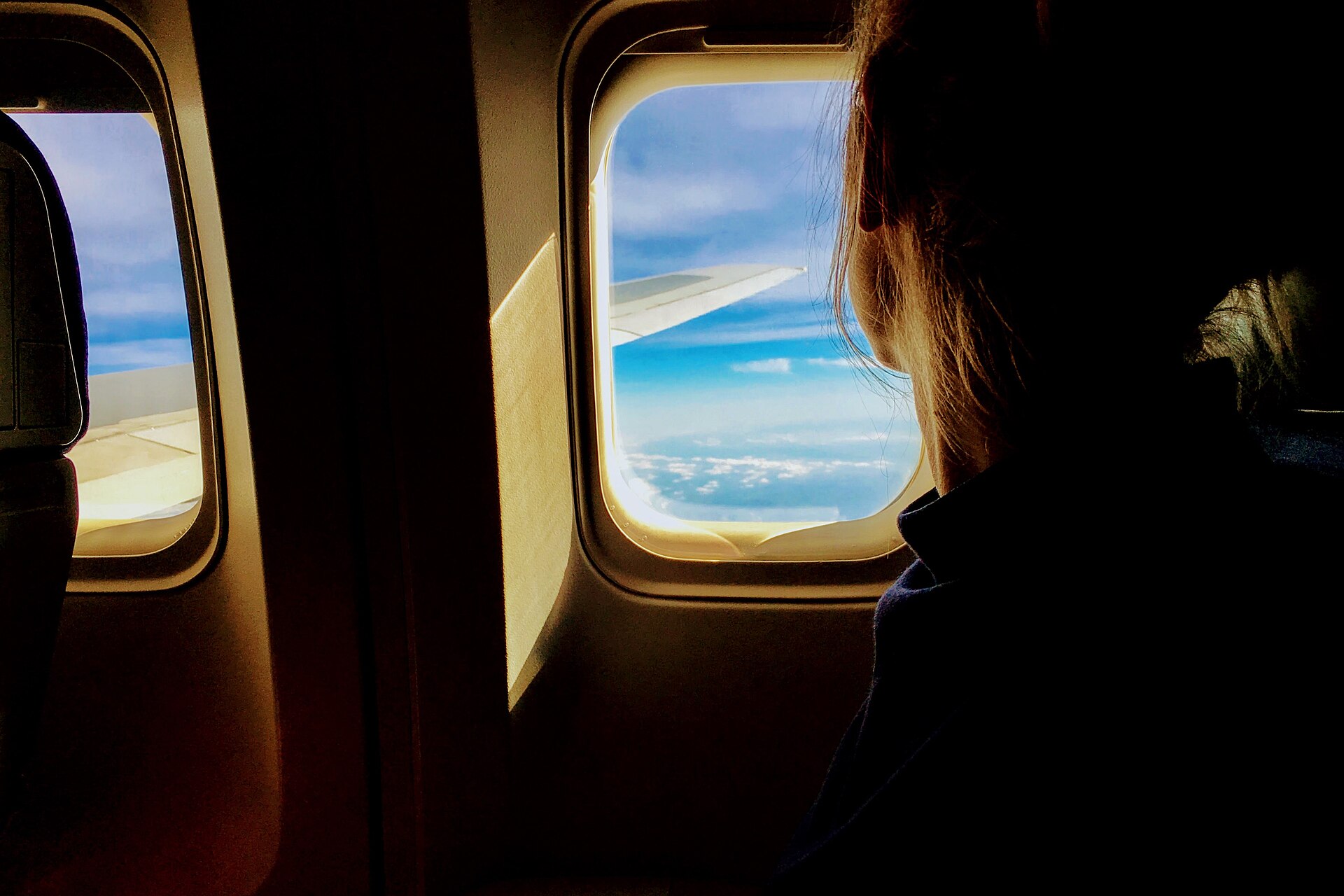 Sky view from airplane window